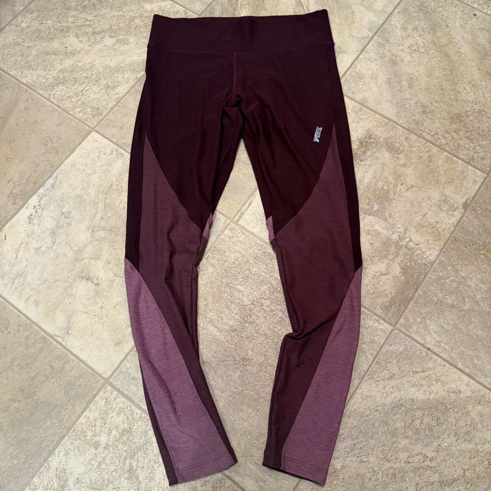 PINK Victoria's Secret Burgundy gradient Yoga Leggings
